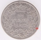 1862 New Brunswick 20 Cents - F vf - Cleaned Lot 18571