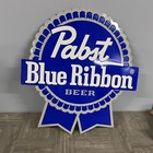 Vtg Nos Pabst Blue Ribbon Beer Bar Advertising Sign Metal Big 24   Pbr Man Cave