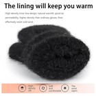 Womens-winter-mittens Warm-knit-gloves - Soft-stretchy Faux-rabbit-fur Black