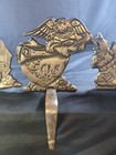 Vintage Grandeur Noel Cast Iron Heavy Christmas Mantel Stocking Holders Set Of 4