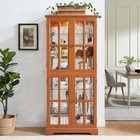 Dark Oak Antique Curio Display Cabinet - 4-door Glass Doors  E26 Bulb Included