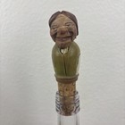 Vintage Lot Of 2 Anri Hand Carved Wood Cork Bottle Top Wine Stopper Mechanical