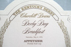 Kentucky Derby Day Breakfast Menu 1974 Churchill Downs Horse Racing 100th Anniv 
