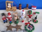 Cute Wood Wooden Mixed Lot Vtg Small Xmas Tree Holiday Ornament Toy Soldier Drum