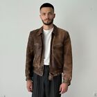 Military Antique 1940s Ww2 Era German Flying Brown Leather Jacket Size M