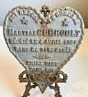 Antique 1936 French Memorial Heart Plaque Grave Marker Martial Gueroult 8x6 