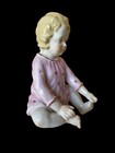 Piano Baby Sitting Girl In Pink Dress 5 5    Figurine Early 1900s Antique