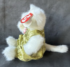 Ty Attic Treasures Katrina White Cat Plush 1993 New Mwt Jointed Grn Velvet Rose