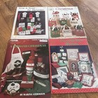 Set Of 4 Vintage Christmas Cross Stitch Project Pattern Books Holiday Goose Incl