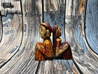 Vintage Hand-carved Lacquer Painted Wooden Couple Statues    Indian Folk Art Decor