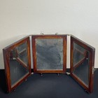 Antique Tri-fold 3 Panel Beveled Hanging Mirror Vanity Shaving Dresser Wood 1920