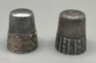  2  Antique Sterling Silver Size 7 Etched Thimbles