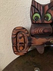 Vintage Mcm Wooden Owl Wall Hanging Cryptomeria 3 Owls Key Holder Felt Eyes