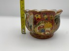 Chinese Hand Painted Satsuma Style Bowl 3  X 4  Tall  7 62cm X 10 2cm Gold Trim