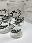 Set 6 1950 Peanuts Glasses Jelly Jar Butter Lucy Snoopy Charlie Brown Surfing