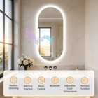 Bluetooth Led Bathroom Mirror Oval Anti-fog Dimmable Backlit Vanity Mirror