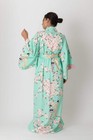 Japanese Kimono Women Cherry Blossom   Beauty Cotton Sateen Robe Made In Japan