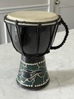 Tribal African Djembe Drum With Rope Handle And Hand Painted Designs 