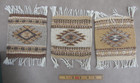 3 Vintage Wool Doily Mini Rug Mini Table Mat Southwestern Geometric Set Fringes