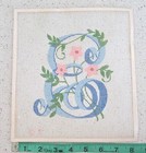 The Extension Blue Letter  e  Needlepoint Canvas Mono Weave Alphabet Floral