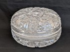 Vintage Fine Cut Glass  Large Powder Jar   Trinket   Dresser Box - 6  Diameter