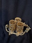 Vintage Stylebuilt Gold Tone Filigree 3 Tube Lipstick Holder 