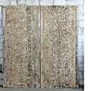 Vintage Carved Barn Doors Whitewash Lotus Mandala Carved Wall Art Double Door 80