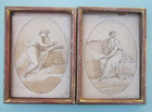 Antique Pair Of Angelika Kauffman Pen   Ink Drawings