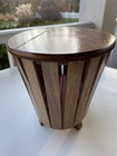 Vintage Wood Footed Lidded Sewing Box Mcm By Dunston
