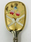 Vintage Vanity Gold Plate Metal Hair Brush Floral 3   x10 25    Flaws See Photos