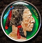 Double Enamel Buffalo Native American Indian 1oz 999 Fine Silver Round C7601