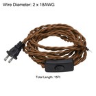 15ft 18 2 Cloth Covered Lamp Cord Plug Vintage Electrical Cord Ends Light Brown
