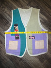    vintage Folk Art Colorblock Vest   Handwoven Tapestry   Patchwork Detail Medium