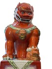 Pair Of 20th C Gilded Iron Red Foo Lions