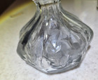 Antique Heavy Cut Glass Scent Perfume Bottle 6  Tall 4  Wide Flower Pattern