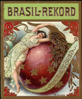 1920s Brasil-rekord Beautiful Lady Spills Cigars Embossed Gilt Cigar Box Label