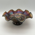 Antique Northwood Purple Carnival Three Fruits Amethyst Glass Bowl 8 5  W