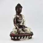 Hand Made Silver-plated Copper Alloy In Oxidation 13  Shakyamuni Buddha Statue