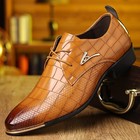Men s Crocodile-patterned Lace-up Dress Shoes Pointed Toe For Formal Occasions