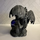 Small Dragon Castle Metallic Orb Ball Statue Figurine Decor Fantasy