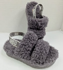 Ugg Fluff Yeah Slide Womens Size 7 Gray Wool Slingback Slipper Sandal
