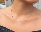 3 ct Round Lab Created Diamond Women s Station Necklace 14k White Gold Plated 18
