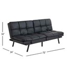 Mainstay Memory Foam Soft Black Faux Leather Futon Sleeper Sofa Couch Winged Arm