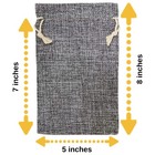 50 Gray Burlap Bags With Drawstring  5x8 Inch  5x7 Internal  Gift Bag Bulk Pa   