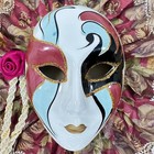 Vintage Wall Mask Venetian Handcrafted  Red Blue Missing Feathers 11  Tall