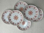 Set Of 6 Vtg Hollohaza Hungary 6  Appetizer Dessert Plates Red Orange Floral