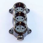 Retro Ac Schuko European Black Power Outlet For External Mount 3 Outlets