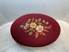 Vintage Small Victorian Style Needlepoint Floral Footstool Stool Wood 11x13x9