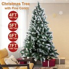 4 5 6 7ft Christmas Tree With Snowy Flocked Pine Cones Xmas Holiday Home Decor