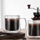 2 Xl 24oz Double Wall Glass Coffee Mugs W handle  Insulated Tea Cups